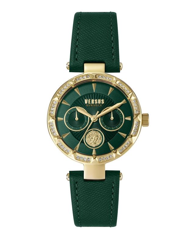 Versace Versus Versace Womens Sertie Crystal Multifunction Green Leather Strap Watch Product Image