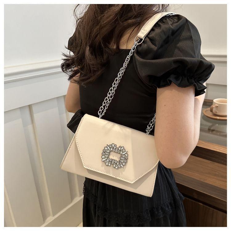 Rhinestone Buckle Flap Shoulder Bag Product Image