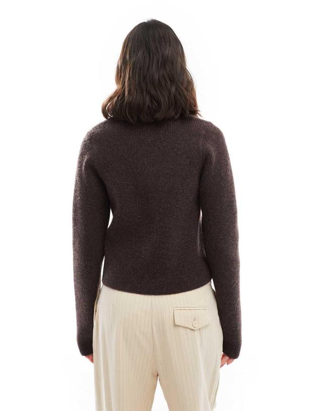 ASOS DESIGN structured v neck cardigan in chocolate Product Image