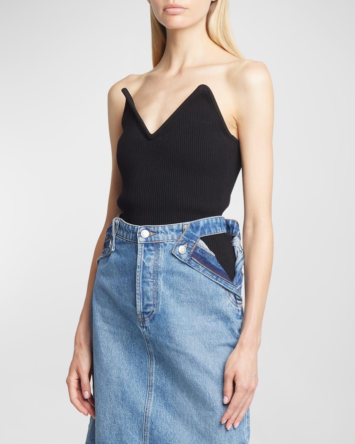 Coperni - Strapless Ribbed-Knit Top - BlackModa Operandi Product Image