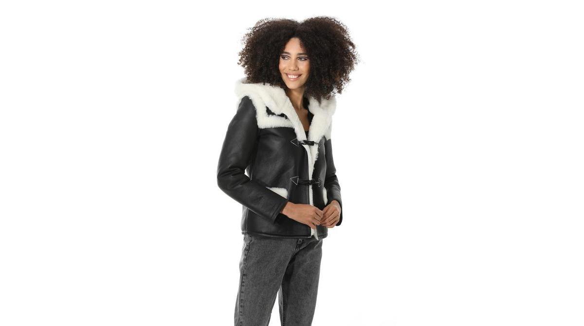 Furniq Uk Womens Shearling Jacket Black Product Image