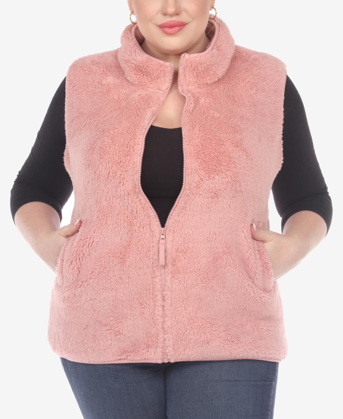 White Mark Plus Size Womens Zip Up Sherpa Vest Jacket Product Image