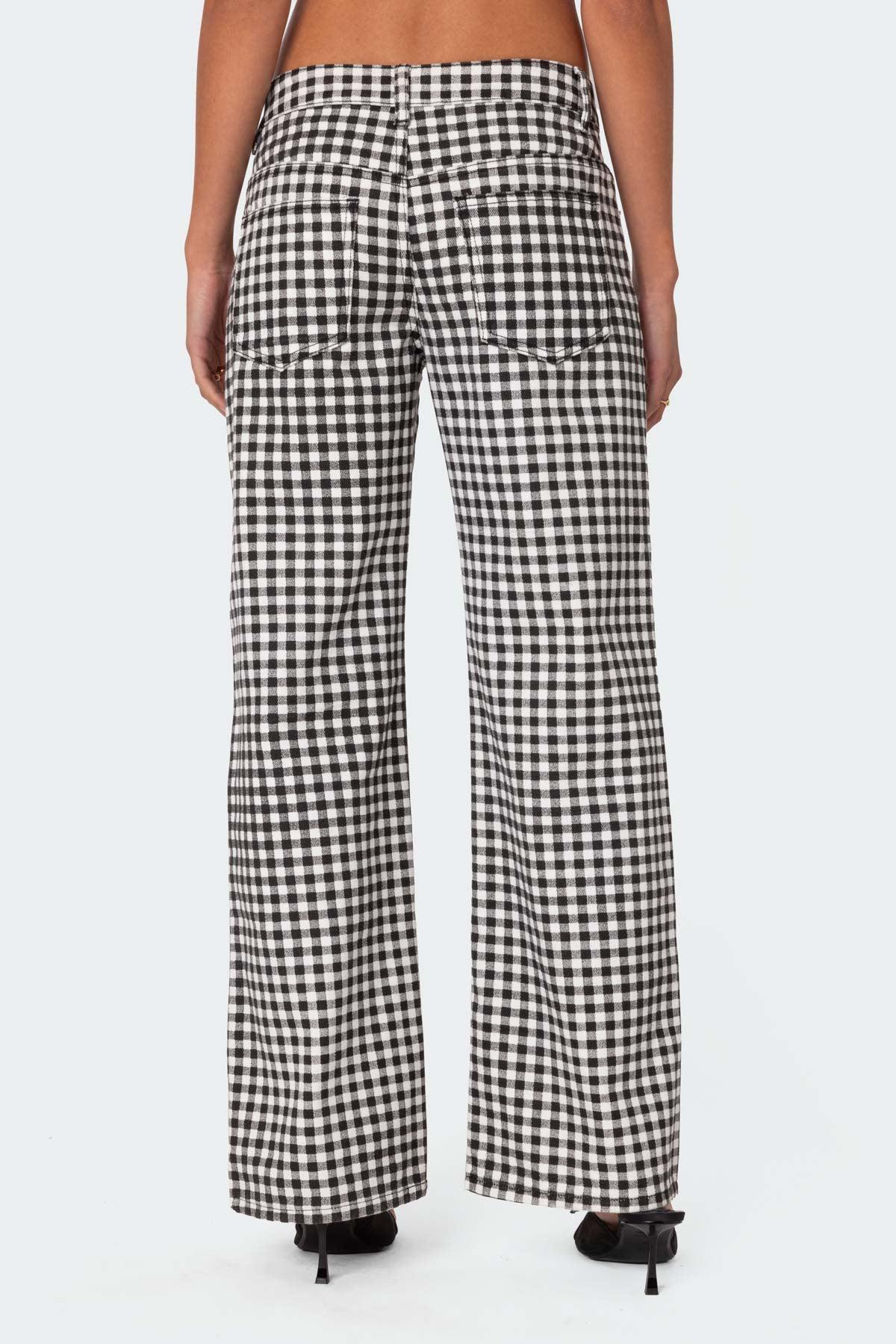 Gingham Printed Low Rise Jeans Product Image