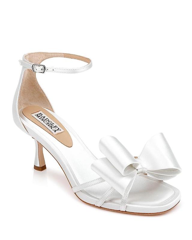 Badgley Mischka Womens Alysha Square Toe Bow Embellished Mid Heel Sandals Product Image