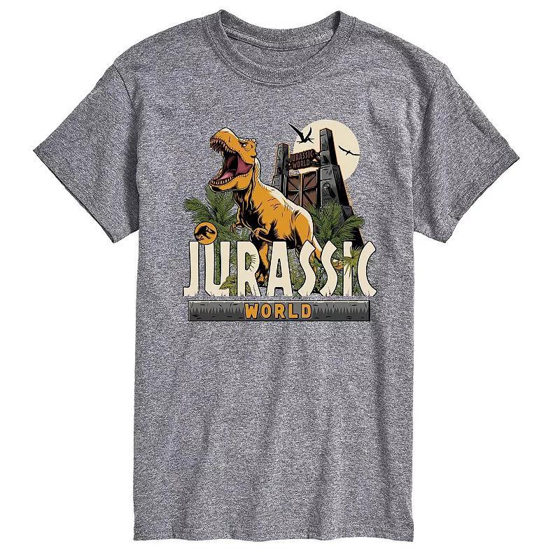 Mens Jurassic World T Rex Graphic Tee Grey Gray Product Image