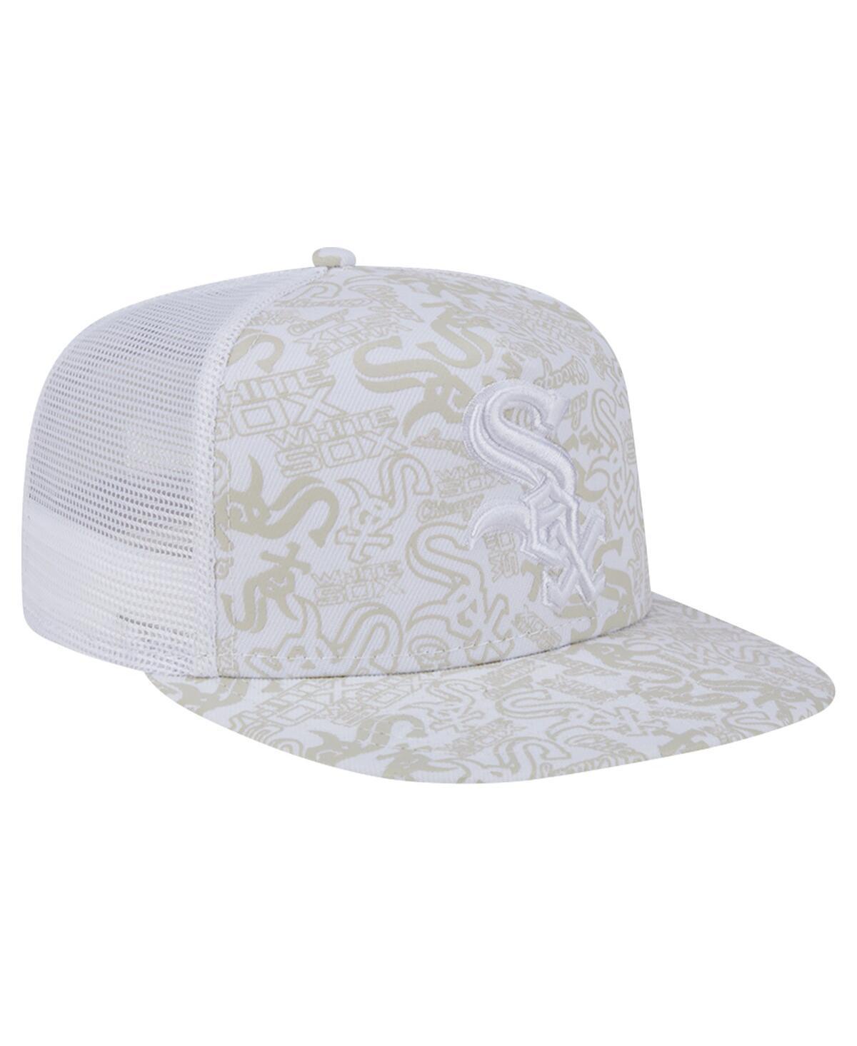 New Era Mens White Chicago White Sox Logo Dunes A-Frame Trucker 9FIFTY Snapback Hat Product Image