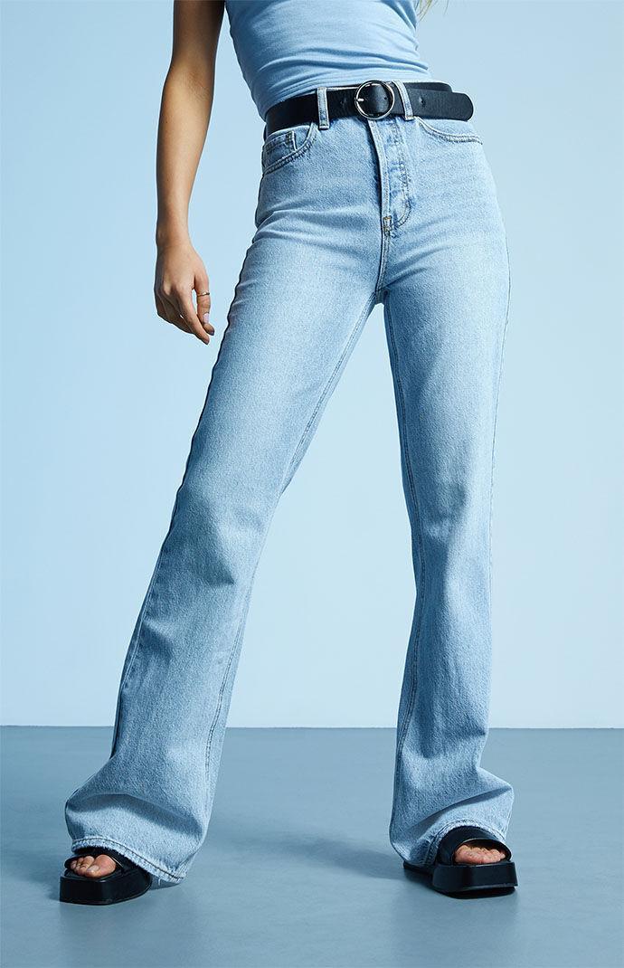 Women's Eco Light Blue High Waisted Bootcut Jeans Product Image