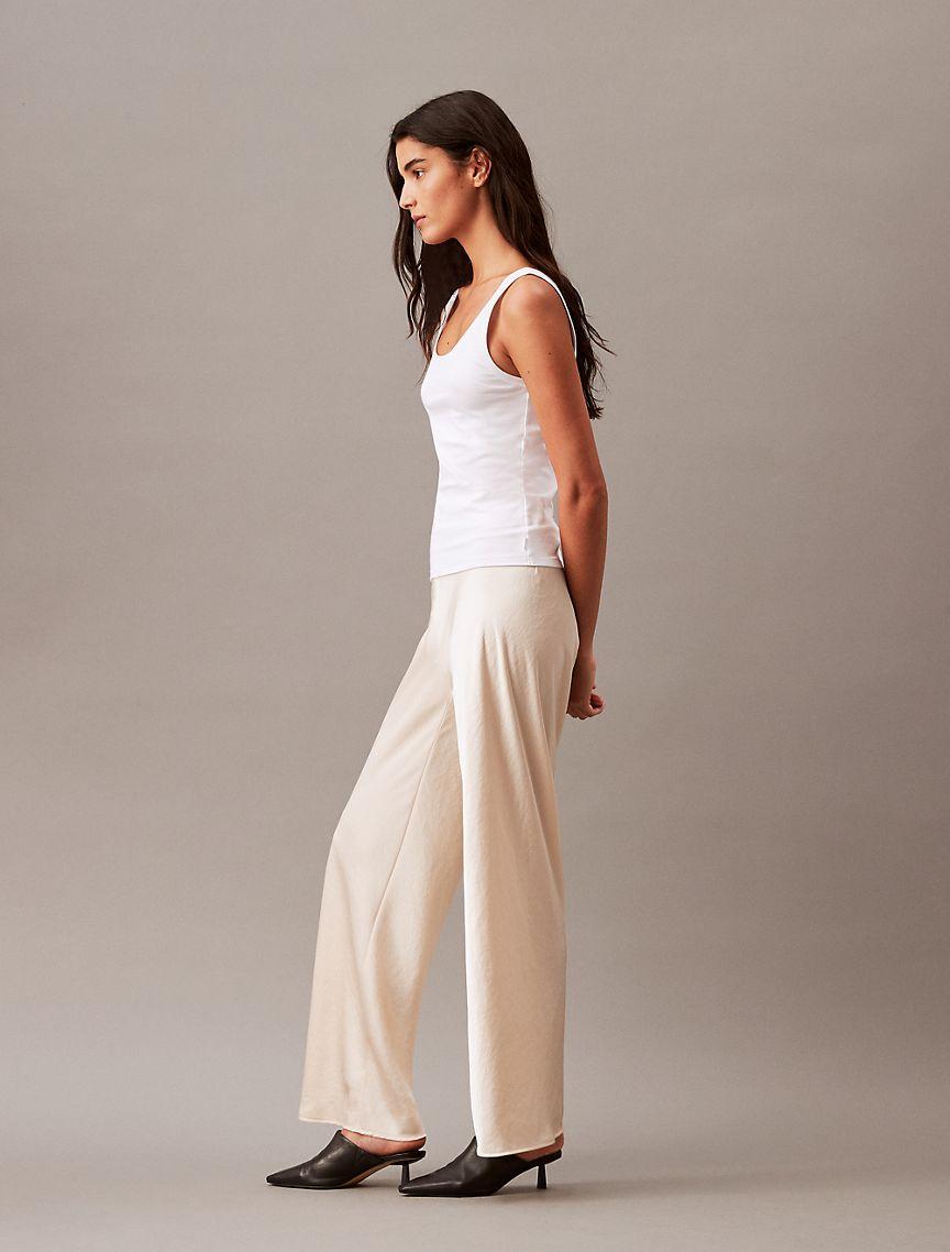 Crushed Satin Wide Leg Pants Product Image