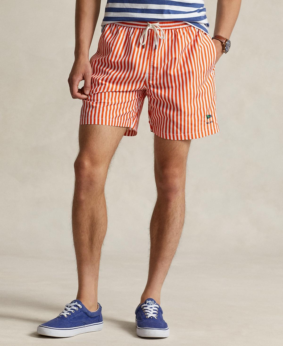 Mens Striped Swim Trunks Product Image