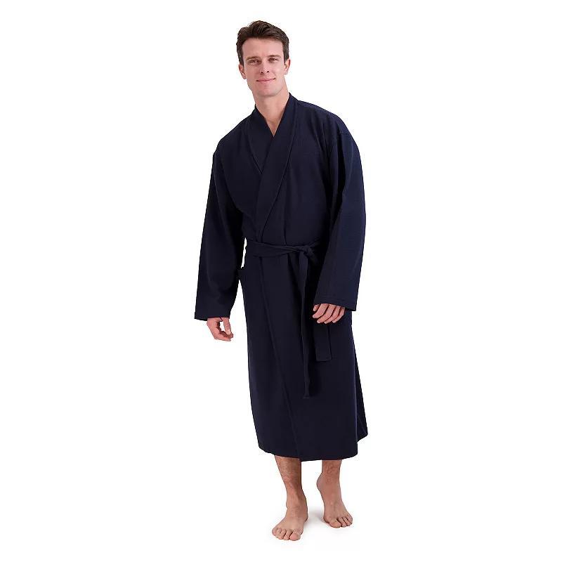 Mens Hanes Cotton Waffle Robe, Blue Product Image