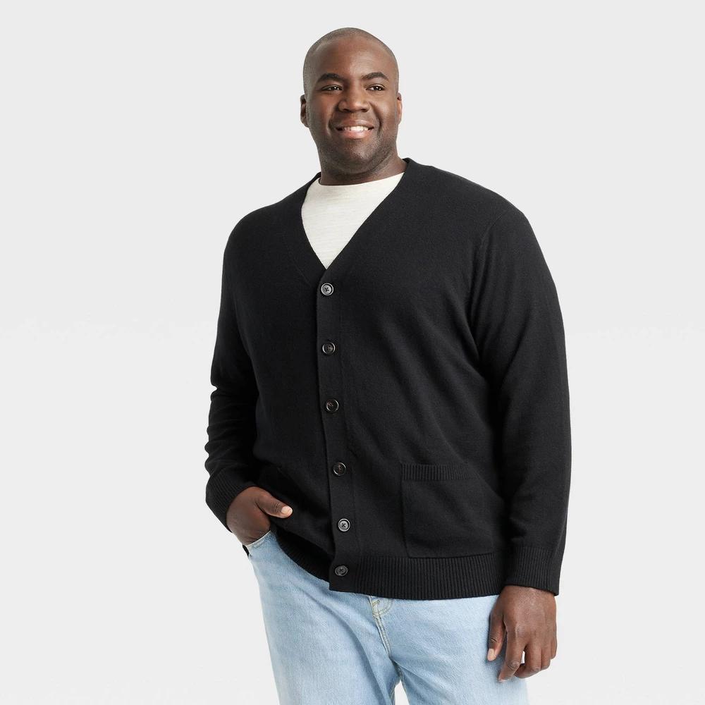 Mens Big & Tall V-Neck Cardigan Sweater - Goodfellow & Co Black 4XLT Product Image