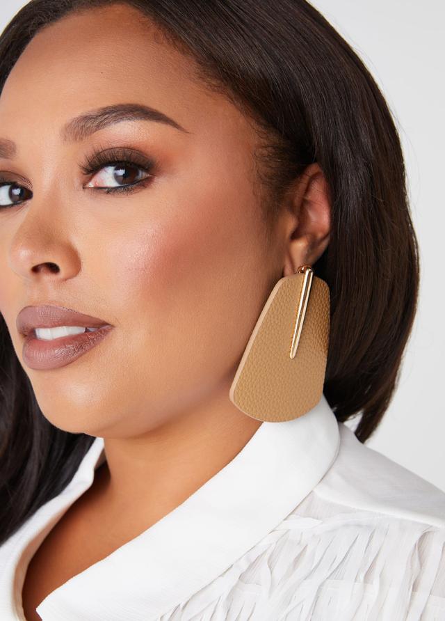 Plus Size Textured Faux Leather Earrings Ashley Stewart Product Image