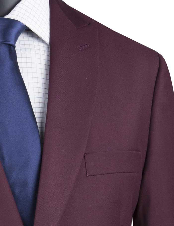 Maroon Modern Fit 2 Piece Suit Textured Solid with Peak Lapel Product Image