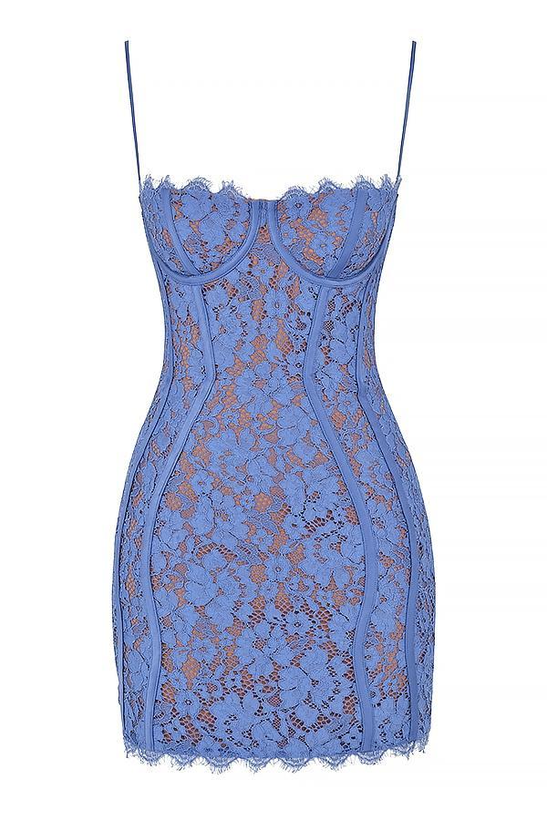 Lala Lavender Lace Mini Dress Product Image