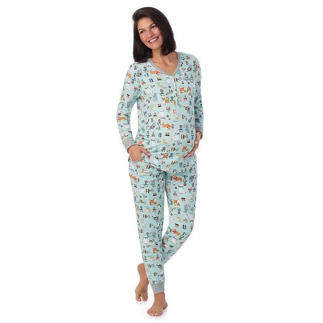 Maternity Cuddl Duds Cozy Henley Pajama Top & Banded Bottom Pajama Pants Sleep Set, Womens Product Image