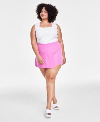 Trendy Plus Size Back-Zip Woven Mini Skort, Created for Macy's  Product Image