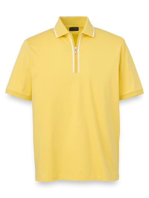 Mercerized Cotton Quarter Zip Polo - Yellow Product Image