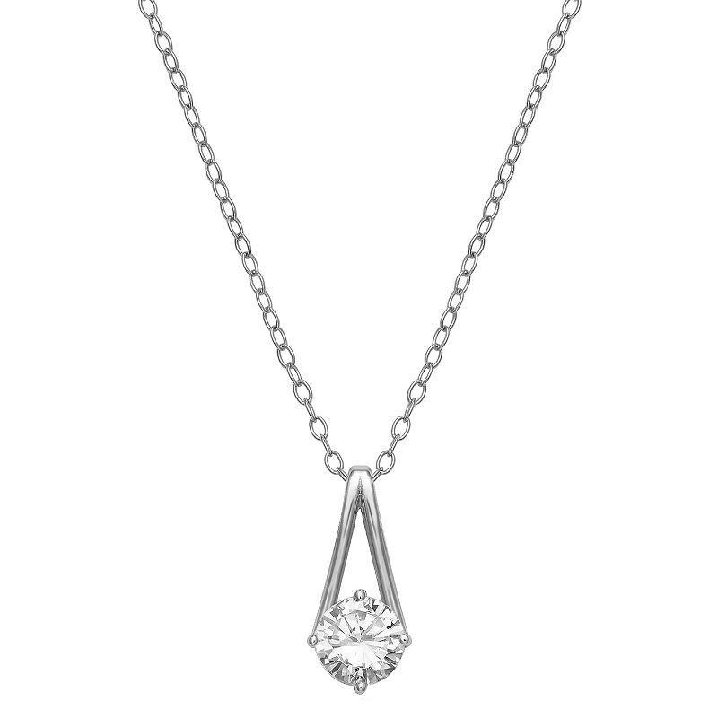 PRIMROSE Sterling Silver Cubic Zirconia Pendant Necklace, Womens Product Image