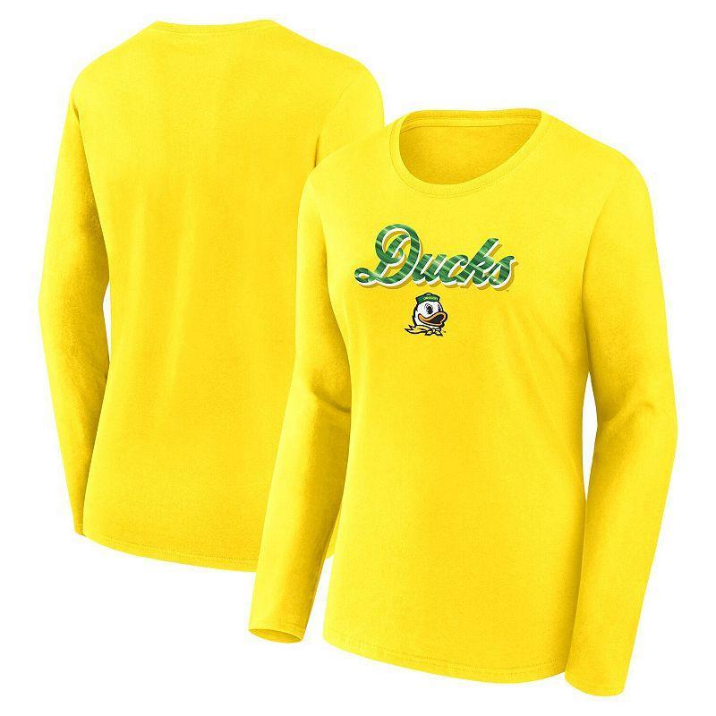 Womens Fanatics Branded Oregon Ducks Double Team Script Long Sleeve T-Shirt Product Image