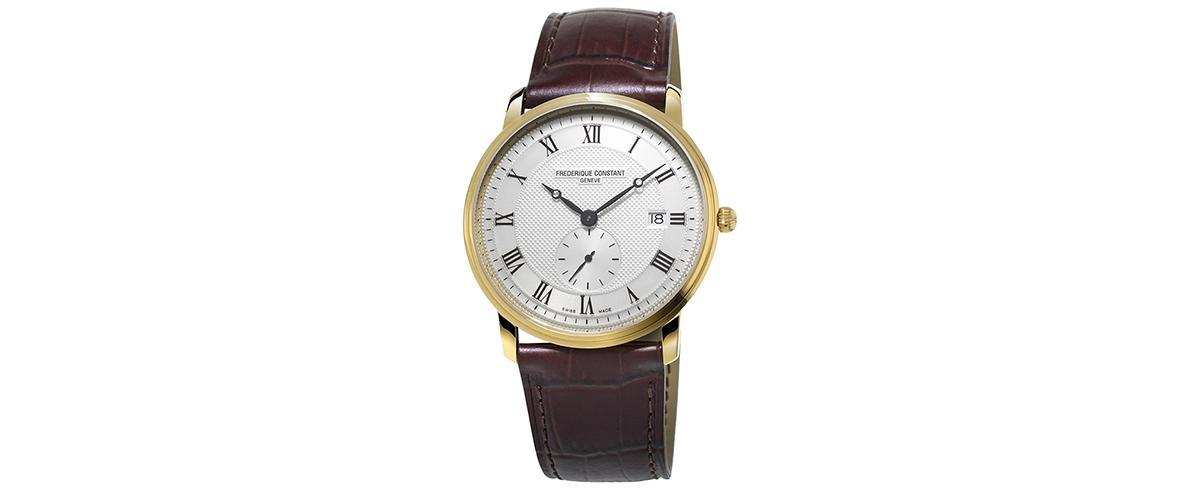 Frederique Constant Mens Swiss Slimline Quartz Brown Leather Strap Watch 39mm - Brown Product Image