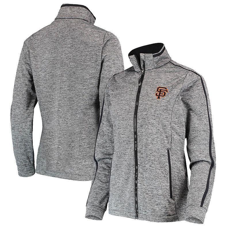 Womens Antigua Heathered Black San Francisco Giants Full-Zip Golf Jacket product image