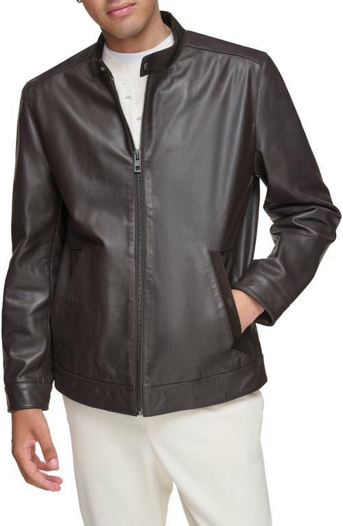 Andrew Marc Varkas Leather Full Zip Racer Jacket Product Image