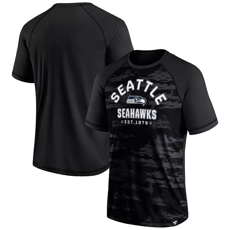 Mens Fanatics Branded Seattle Seahawks Blackout Hail Mary Raglan T-Shirt Product Image