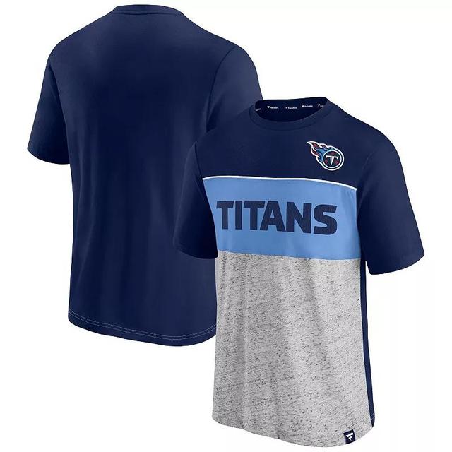 Mens Fanatics Branded /Heathered Gray Tennessee Titans Colorblock T-Shirt Blue Product Image