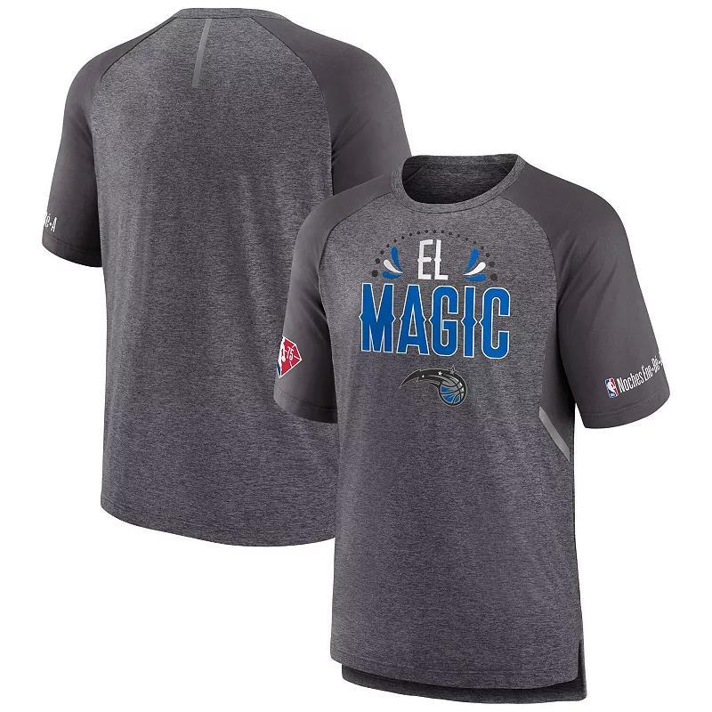 Mens Fanatics Branded Heathered Gray Orlando Magic 2022 Noches Ene-Be-A Core Shooting Raglan T-Shirt Product Image