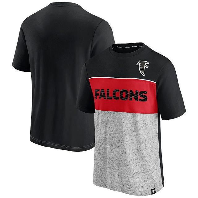 Mens Fanatics Branded /Heathered Gray Atlanta Falcons Throwback Colorblock T-Shirt Product Image