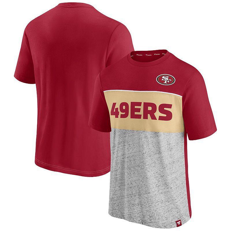 Mens Fanatics Branded Scarlet/Heathered Gray San Francisco 49ers Colorblock T-Shirt Product Image