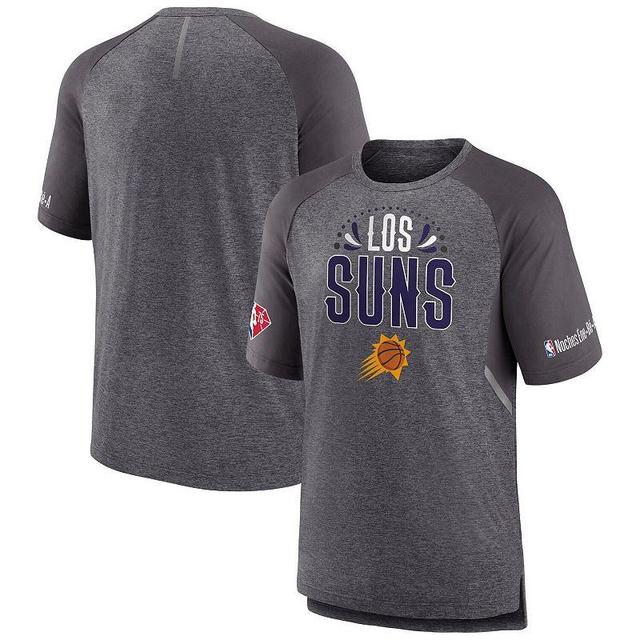 Mens Fanatics Branded Heathered Gray Phoenix Suns 2022 Noches Ene-Be-A Core Shooting Raglan T-Shirt Product Image