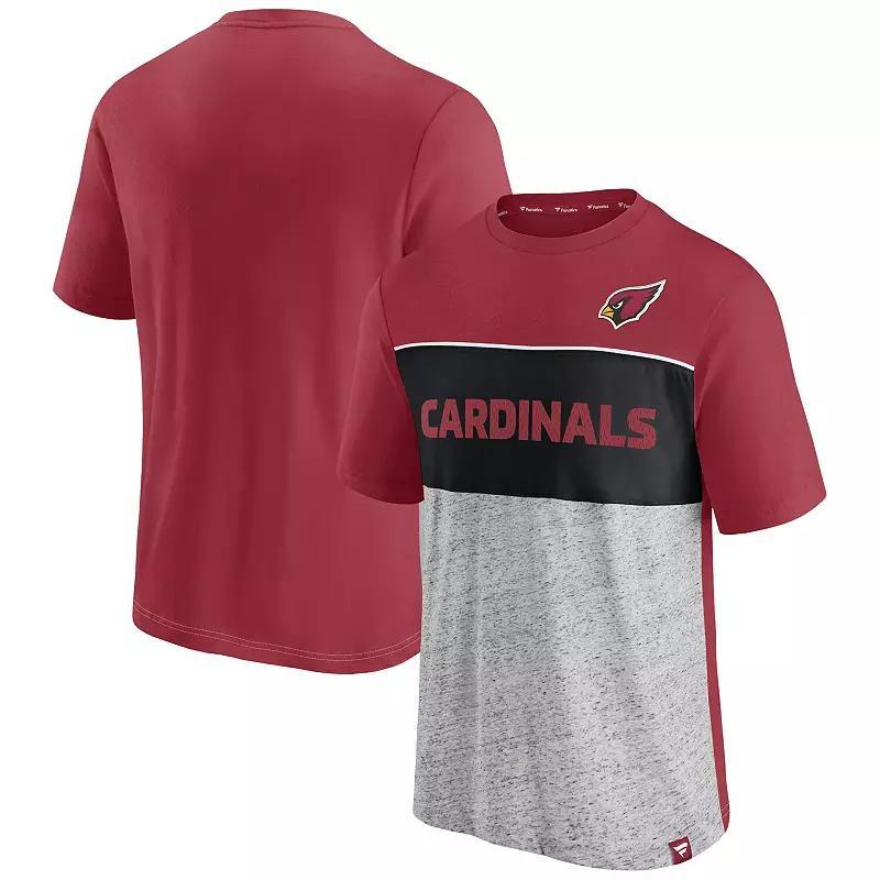 Mens Fanatics Branded Cardinal/Heathered Gray Arizona Cardinals Colorblock T-Shirt ACR Red Product Image