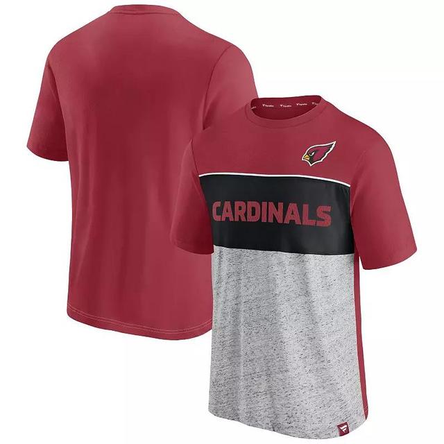 Mens Fanatics Branded Cardinal/Heathered Gray Arizona Cardinals Colorblock T-Shirt Product Image