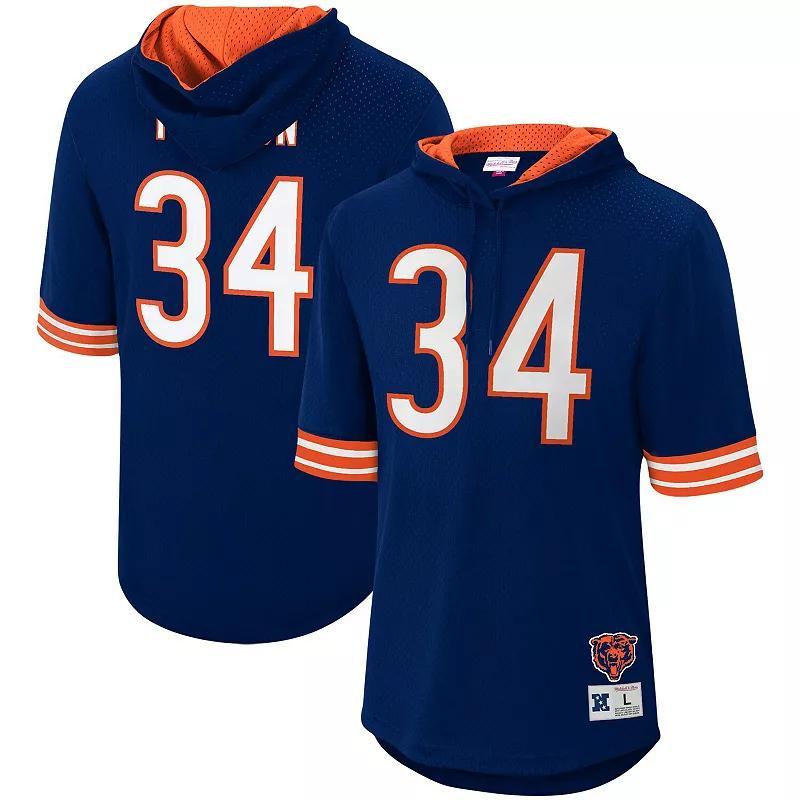 Mens Mitchell & Ness Walter Payton Chicago Bears Retired Player Mesh Name & Number Hoodie T-Shirt Blue Product Image