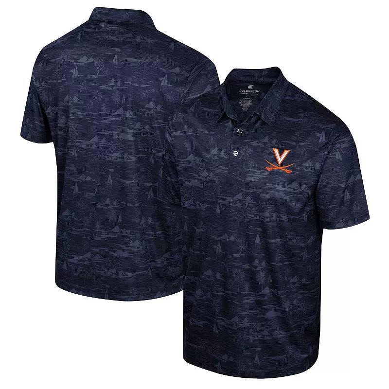 Mens Colosseum Royal Kansas Jayhawks Daly Print Polo Product Image