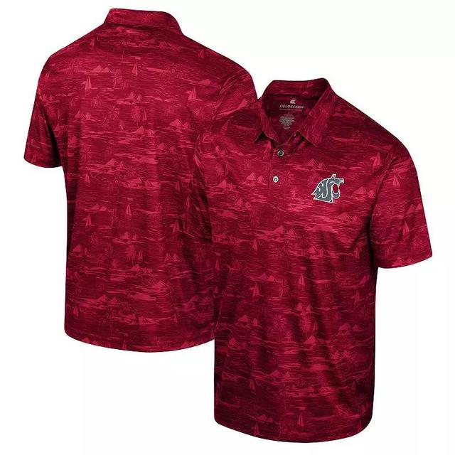 Mens Colosseum Crimson Washington State Cougars Daly Print Polo Product Image