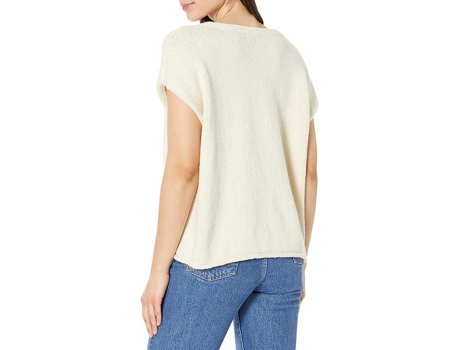 Eileen Fisher V-Neck Square Top (Soft White) Women's Clothing Product Image