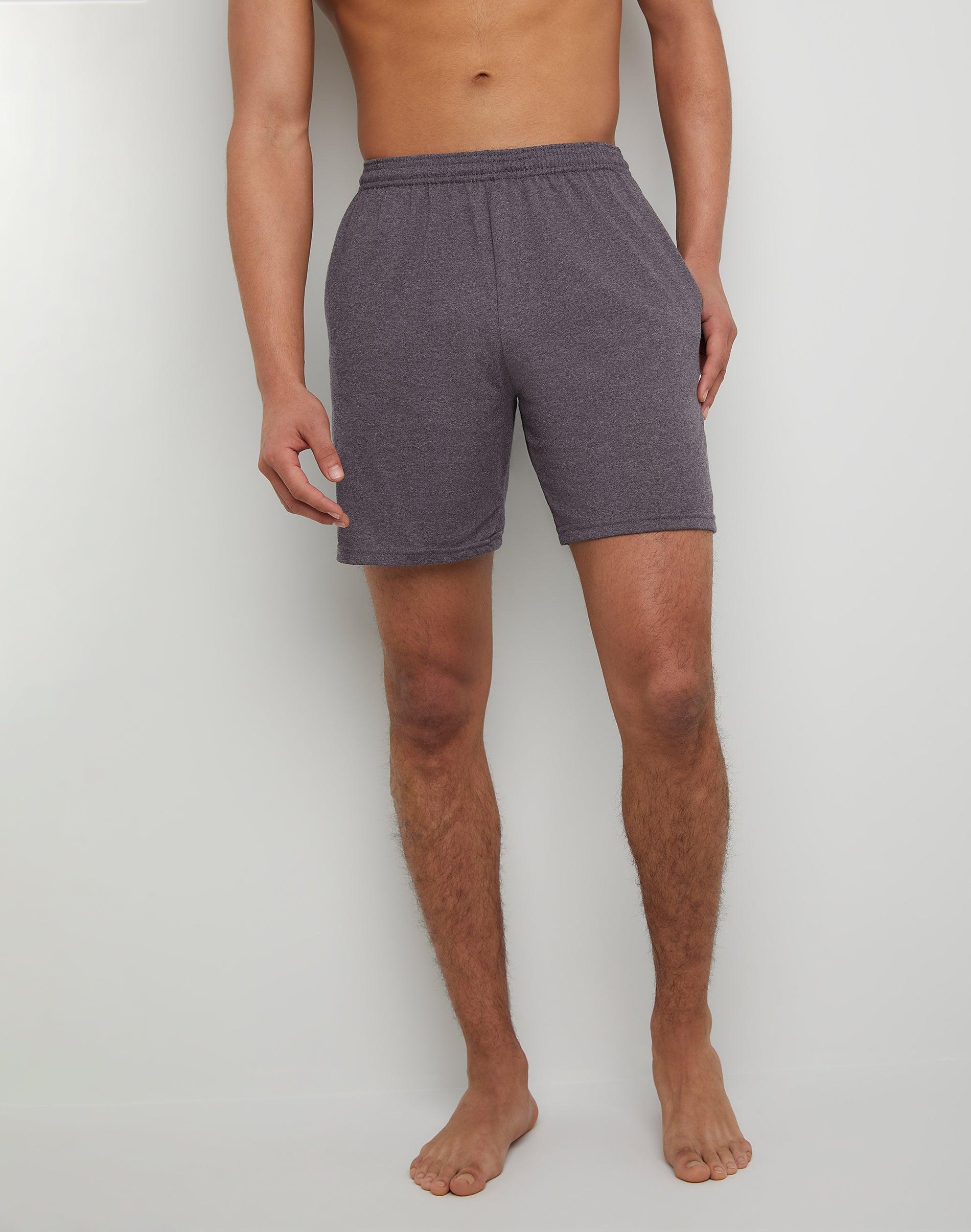 Mens Hanes ComfortSoft Jersey Pocket Shorts Grey Heather Product Image