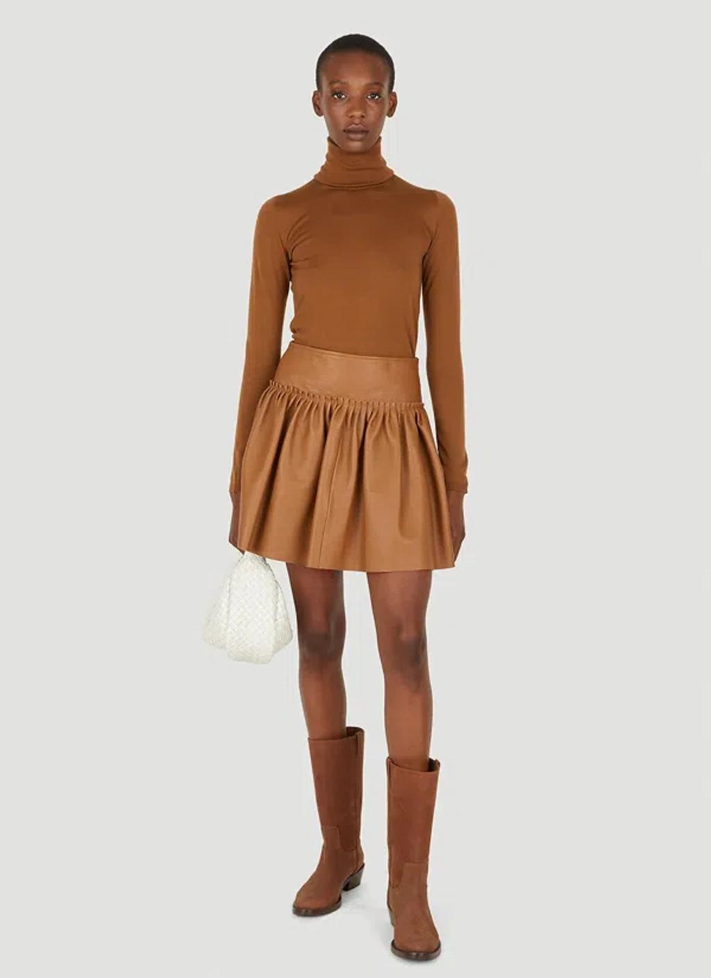 MAX MARA Women Tritone Leather Skirt In Brown Product Image