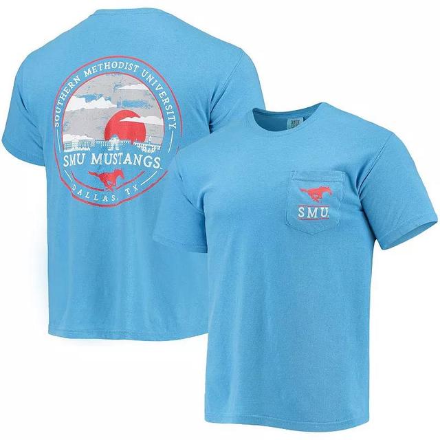 Mens Light Blue SMU Mustangs Circle Campus Scene T-Shirt Product Image