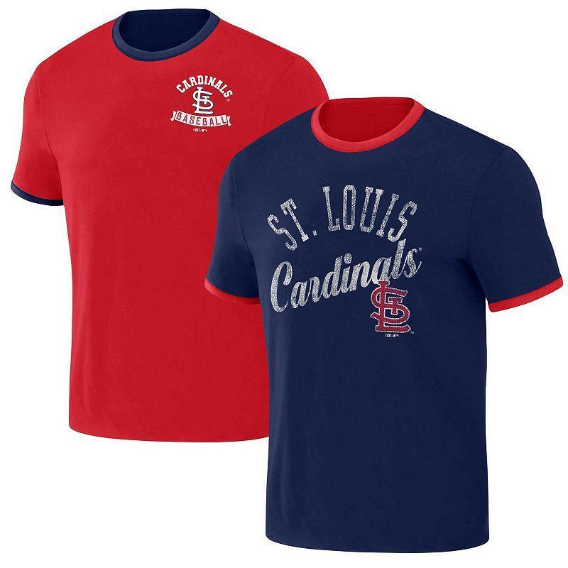 Mens Darius Rucker Collection by Fanatics /Navy St. Louis Cardinals Two-Way Ringer Reversible T-Shirt Product Image