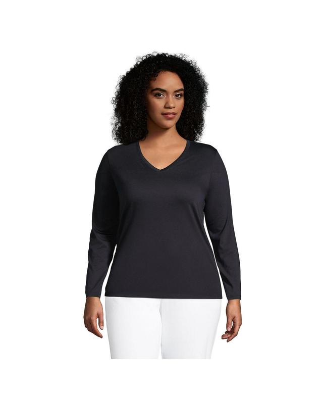 Plus Size Lands End Relaxed-Fit Supima Cotton V-Neck Tee, Womens Baltic Blue Product Image