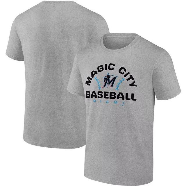 Mens Fanatics Branded Heathered Gray Miami Marlins Iconic Go for Two T-Shirt Product Image