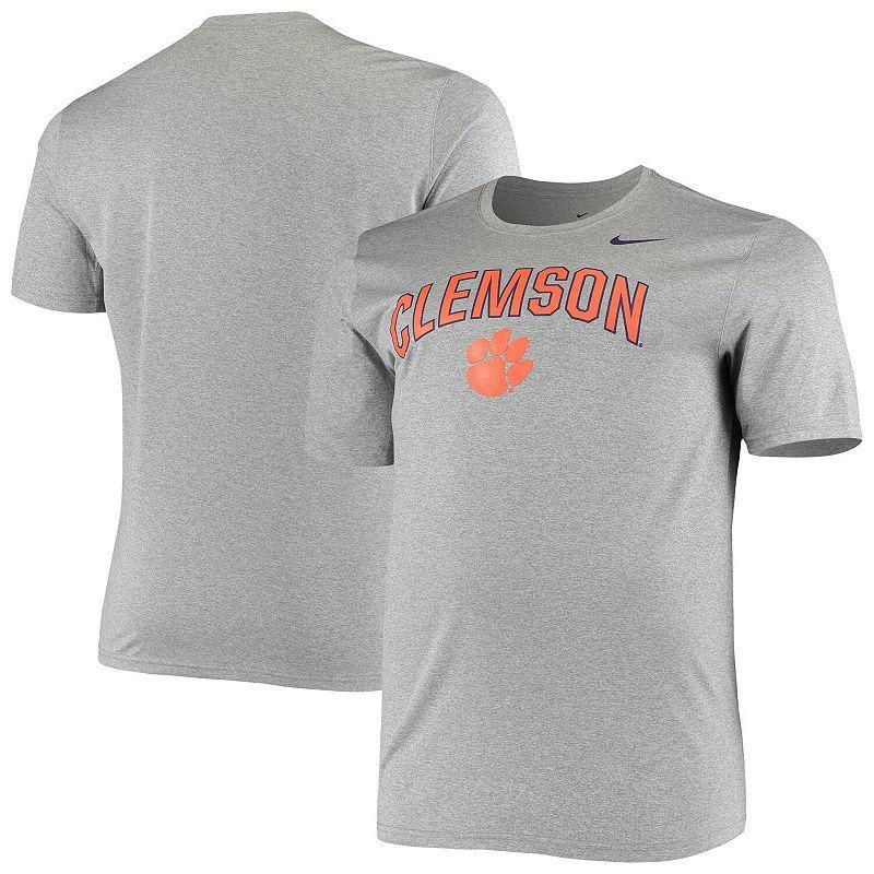 Mens Nike Heathered Charcoal Clemson Tigers Big & Tall Legend Arch Over Logo Performance T-Shirt Product Image