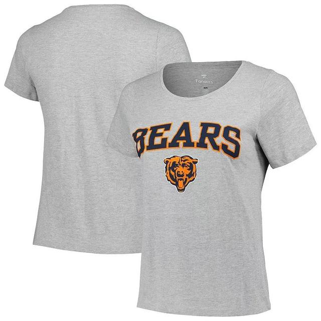 Womens Fanatics Branded Heather Gray Chicago Bears Plus Size Arch Over Logo T-Shirt Product Image