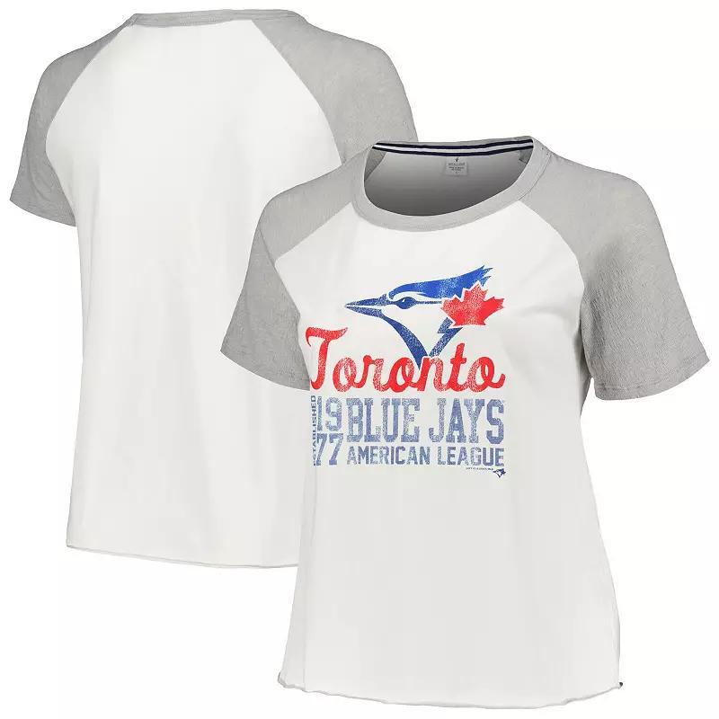 Womens Soft as a Grape White Toronto Blue Jays Plus Size Baseball Raglan T-Shirt Product Image