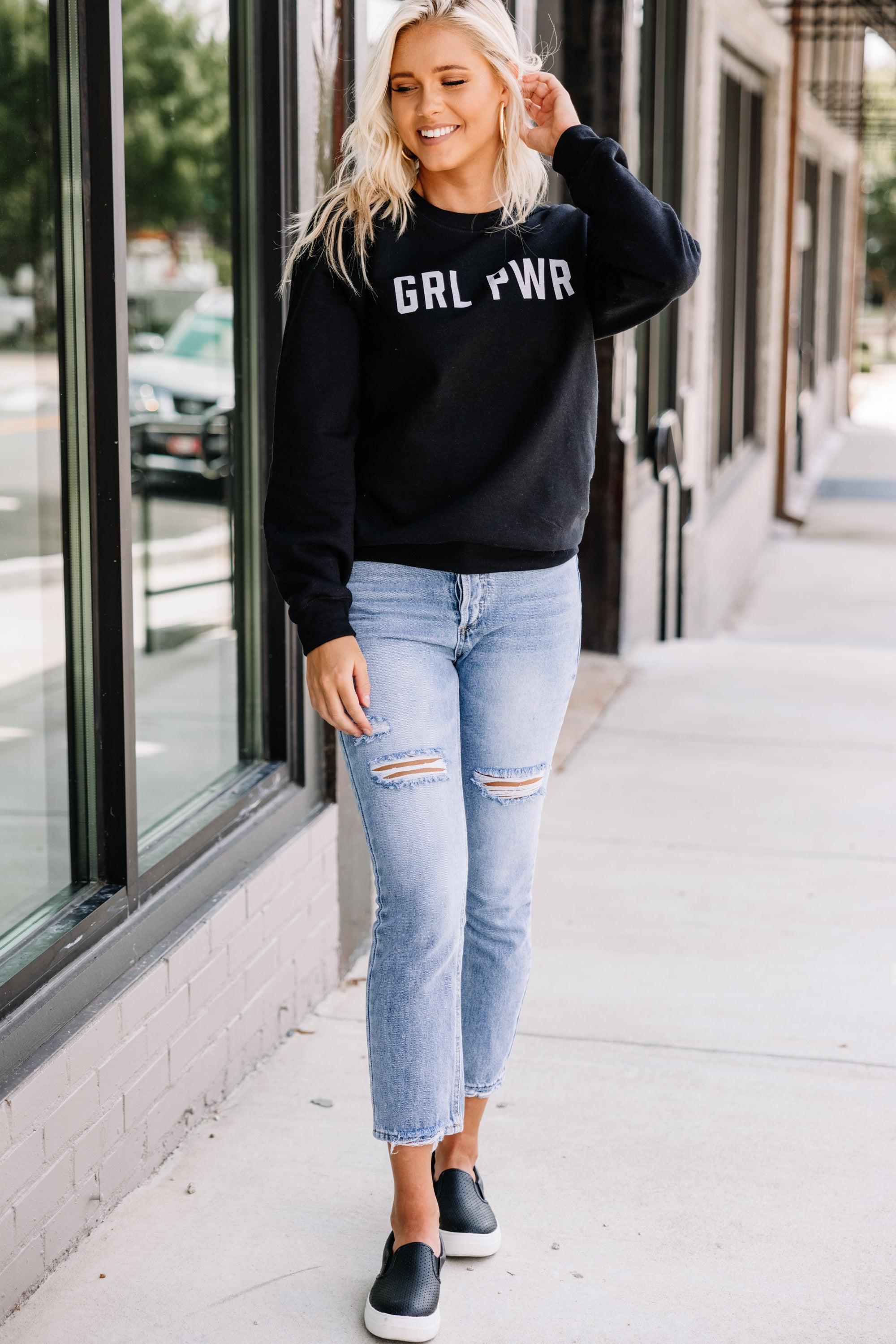 Grl Power Black Graphic Sweatshirt Female Product Image