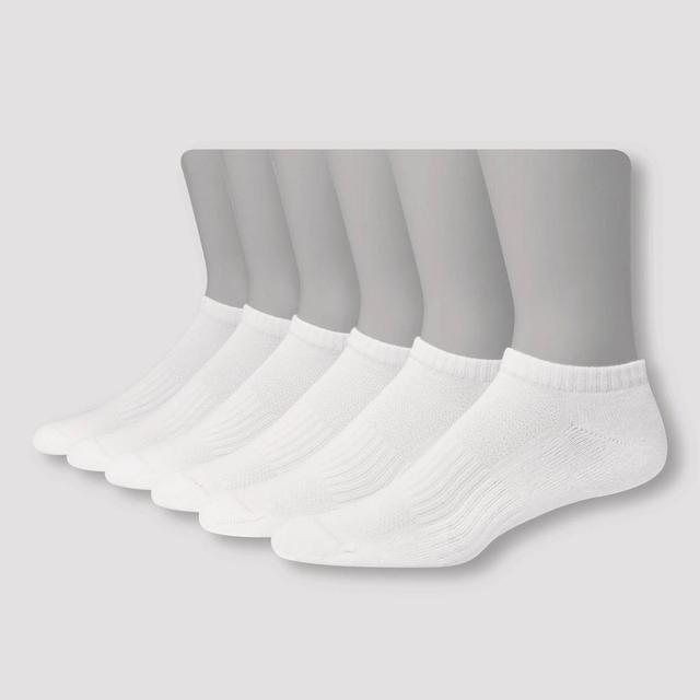 Mens Big & Tall Hanes Premium Performance Cushioned Low Cut Socks 6pk - White 12-14 Product Image