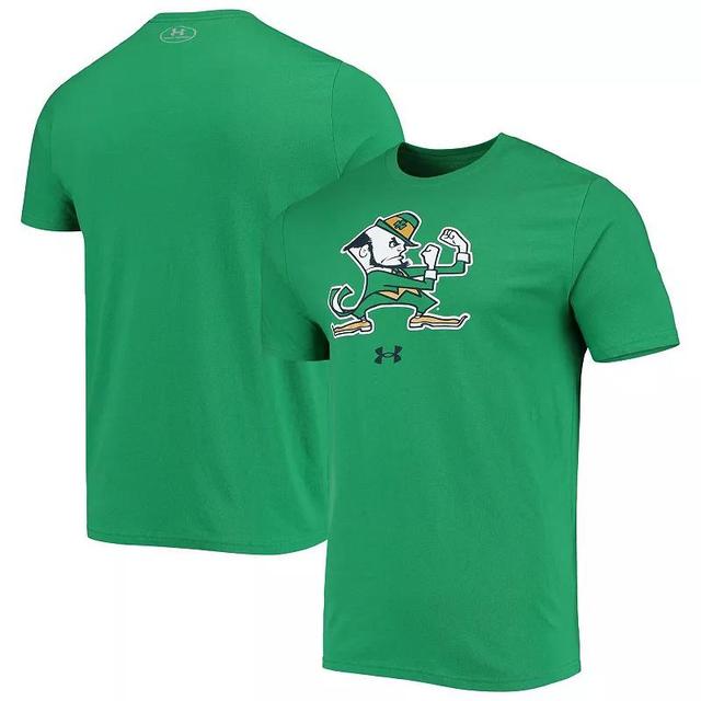 Mens Under Armour Kelly Notre Dame Fighting Irish Mascot Logo Performance Cotton T-Shirt Product Image